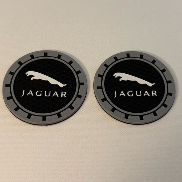 Jaguar Car Cup Coasters in Black Set of 2 NWT - Picture 2 of 4